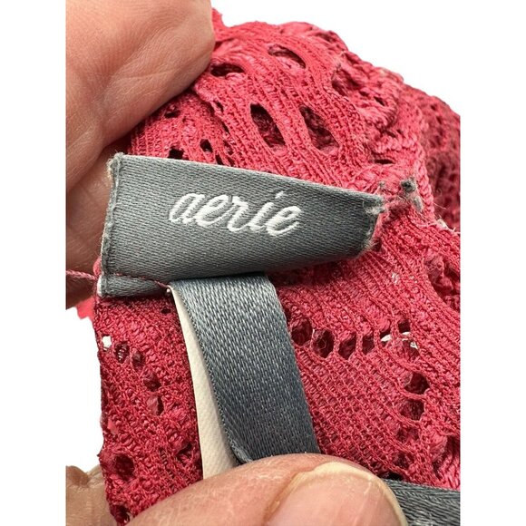 Aerie Coral Wide Strap Non Padded Wireless Pullover Lace Bralette Size Medium - Picture 5 of 5